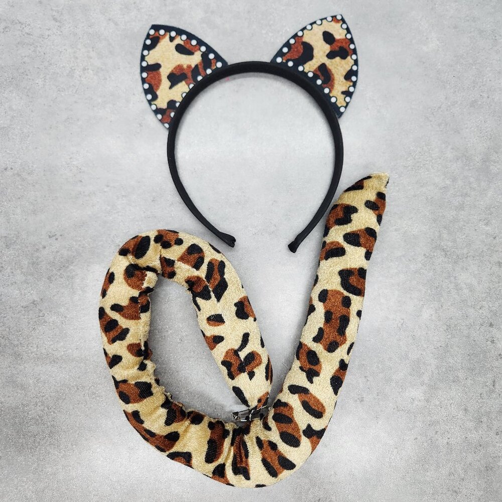 Halloween Leopard cat Ears Tail costume accessories 2 pcs set
